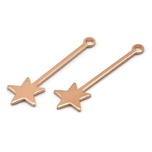 Rose Gold Star Charm, 12 Rose Gold Plated Brass Star Charms With 1 Loop (30x9x0.80mm) M02051 H0185