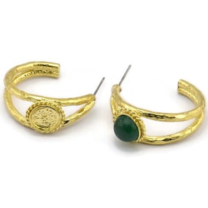 Brass Earring Post, 2 Raw Brass Textured Earrings, Pad Size - 8mm N0952