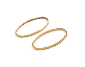 Bague ovale en laiton, bague ovale à facettes en laiton brut, connecteur, charms (30 x 15 x 1 mm) N0530