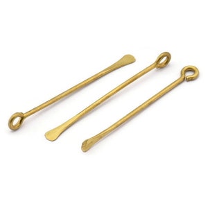 12 Customized Size Raw Brass Paddle Eye Pins ( 40 mm )     D0374