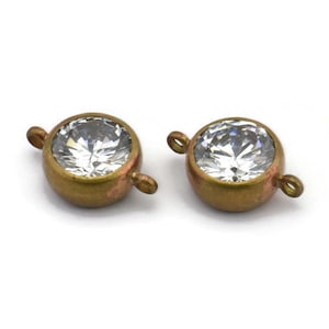 Zircon Bead Connector, 4 CZ Zircon Beads with 2 Loops (14x9.5mm) BS 1736