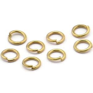 8mm Jump Rings - 100 Raw Brass Jump Rings 8x1.2mm A0368