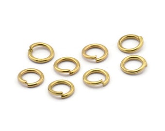 8mm Jump Rings - 100 Raw Brass Jump Rings 8x1.2mm A0368