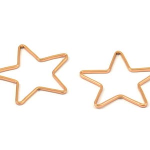 Rose Gold Star Charm, 12 Rose Gold Plated Brass Open Star Charms (24x0.8x0.6mm) BS 1078 Q0080