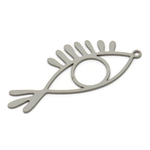 Steel Fish Charm, Stainless Steel Eye Patterned Fish Shaped Charm With 1 Loop, Earring Findings (40x17x0.80mm) SMP2526
