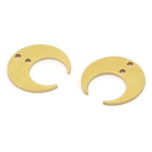 Brass Textured Crescent Earring Charms Raw Brass Moon Pendant