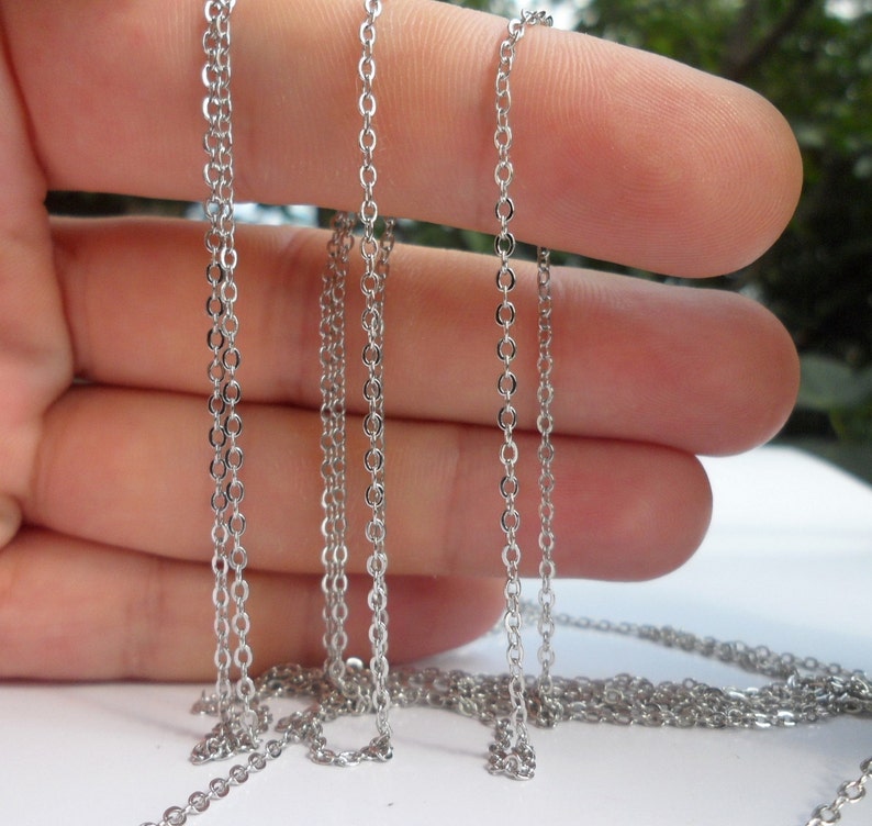 Silver Brass Chain, 10 Meters 33 Feet 1.5x2mm Silver Tone Brass Soldered Chain Y005 Z015 image 7