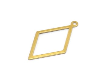 Brass Diamond Charm, 24 Raw Brass Rhombus Charms With 1 Loop, Earrings, Findings (29x17x0.60mm) D1227