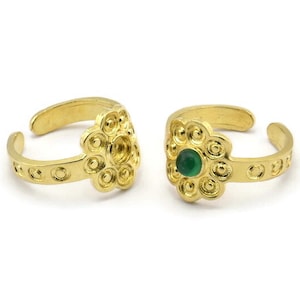 Brass Ring Setting, Raw Brass Flower Ring With 1 Stone Settings - Pad Size 4mm N2011