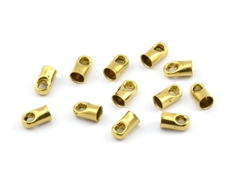 Brass Tassel End Caps, 250 Raw Brass End Cap With 1 Hole, Cord Tips, Cord Ends (7x4mm) E123