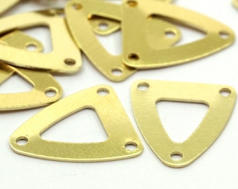 Brass Triangle Charm, 50 Raw Brass Triangle Charms with 3 Holes (13.5x15mm)   D0012--N0673