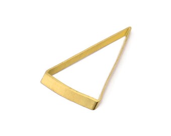 Open Triangle Charm - 24 Raw Brass Triangle Thick Cut Connectors (24x40x0.55x2mm) D0195