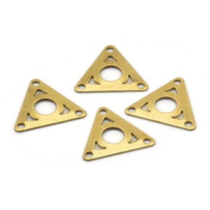 Brass Triangle Connector, 50 Raw Brass Triangle With 3 Holes Connectors, Findings, Tags (13x15mm) Brs 644 A0406