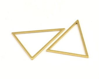 Triangle Brass Charm, 12 Raw Brass Triangles (34x34x27mm) Bs-1306