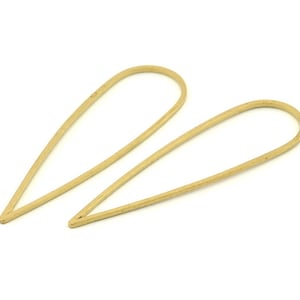 Brass Drop Charm, 24 Raw Brass Drop Connectors, Findings (52x15x1mm) D1282