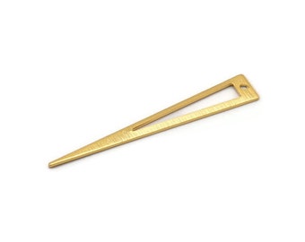 Gold Triangle Charm, 4 Textured Gold Plated Brass Triangle Charms With 1 Hole, Findings (50x8x0.80mm) M155