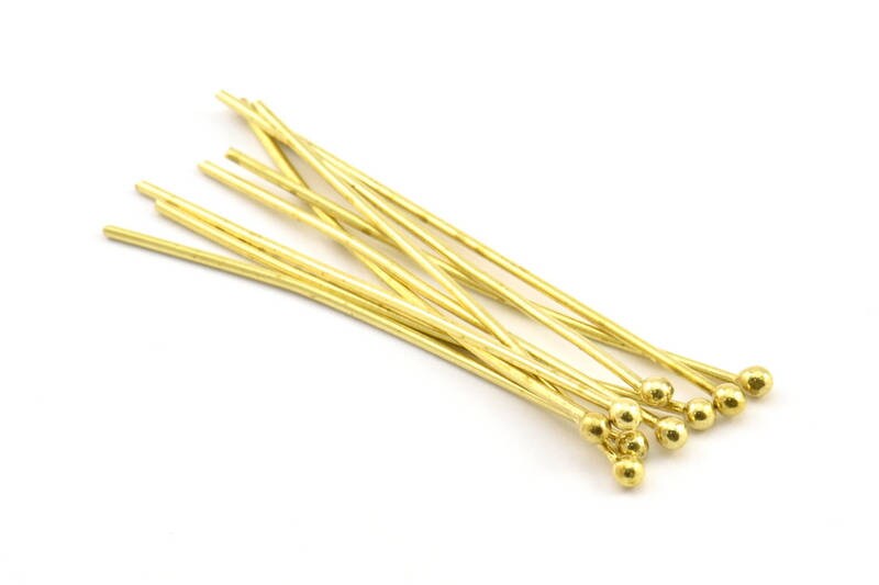 Brass Ball Pin 50 Raw Brass Ball Pins 50x2.5mm BS 2294 Etsy UK