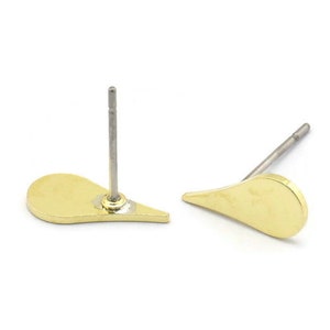 Brass Drop Earring, 12 Raw Brass Drop Shaped Stud Earrings (12x6x0.80mm) M03284 A2620