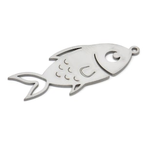 Steel Fish Charm, Stainless Steel Fish Charms With 1 Loop, Findings (31x13x0.80mm) SMP2154