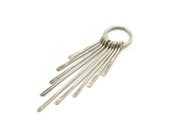 Silver Fringed Earring, Antique Silver Plated Brass Hammered Fringed Trim Earring With 1 Loop, Pendants, Findings (82x18mm) E380 H0636