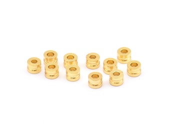 Gold Spacer Bead, 25 Gold Plated Brass Spacer Beads (4x3mm) D0072