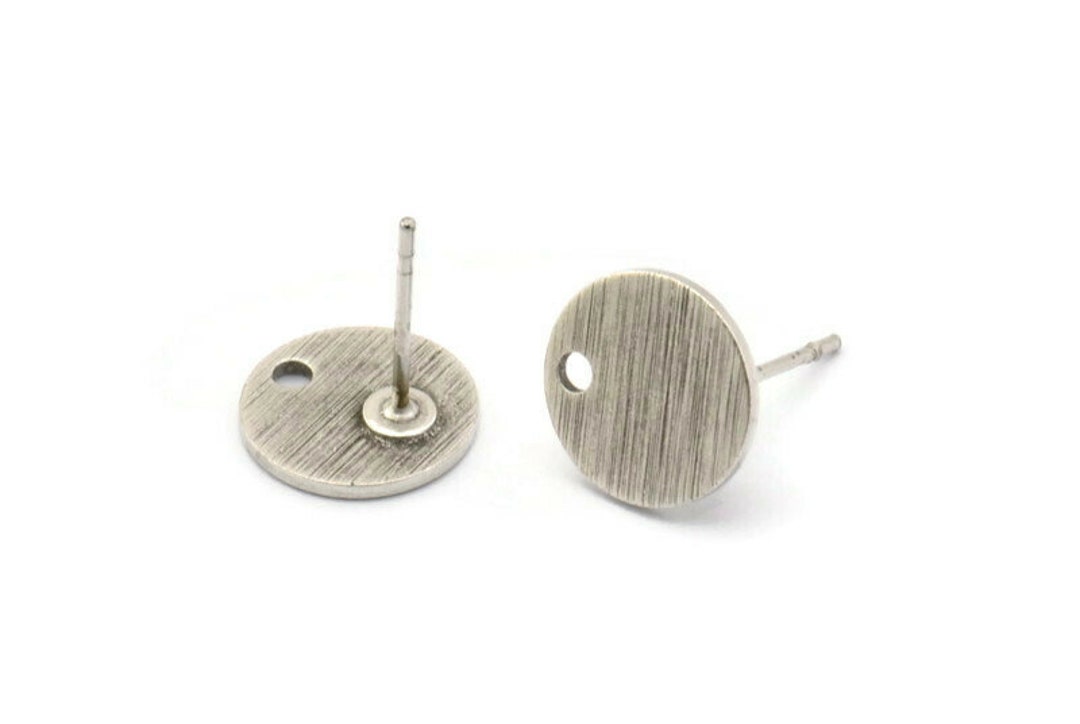 Silver Circle Earring, 8 Textured Antique Silver Plated