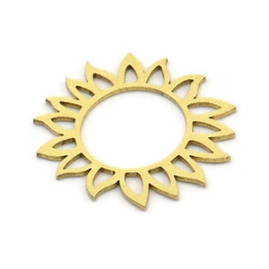 Brass Flower Charm, 24 Raw Brass Sunflower Charms, Earring Charms (21x18x0.60mm) A3466