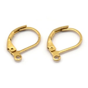 Leverback Earring Finding, 50 Raw Brass Plain Leverback Earring Findings (16x10mm) Bs 1102--a0896
