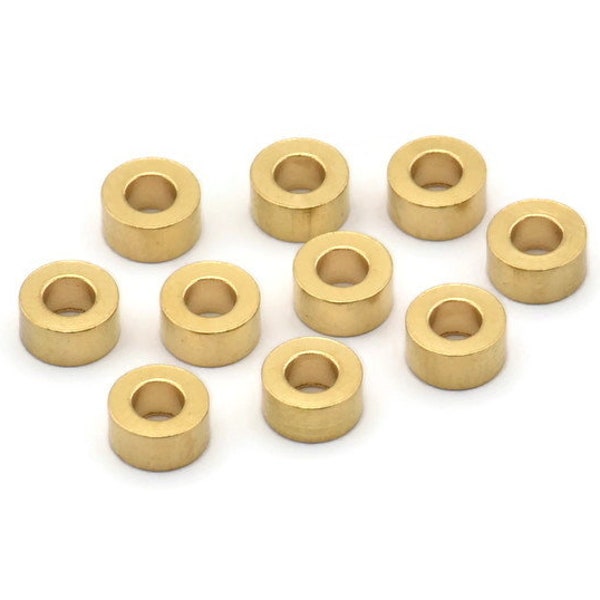 Brass Industrial Spacer Beads - 25 Raw Brass Industrial Findings, Spacer Beads (6x3mm) A0435