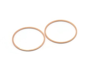 Rose Gold Circle Connectors - 12 Rose Gold Plated Circle Connectors (30x1x1mm) BS 1089 Q0268