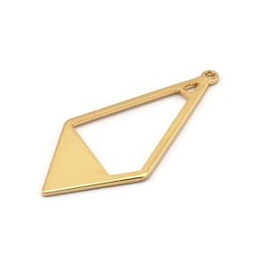 Gold Diamond Charm, 6 Gold Plated Brass Rhombus Charms With 1 Loop, Earrings, Findings (36x16x0,80mm) D0709 Q0797