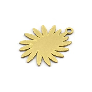 Brass Sun Charm, 12 Raw Brass Sun Charms With 1 Loop, Charm Pendants (19x15x0.60mm) A3166
