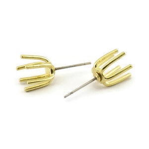 Brass Claw Earring, 8 Raw Brass 6 Claw Stud Earrings (21mm) N1135