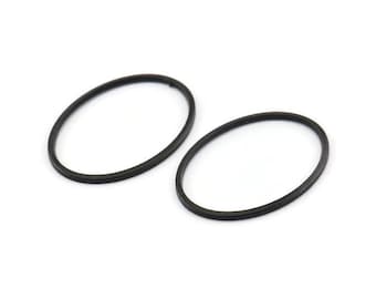 Black Oval Connector, 12 Oxidized Black Brass Oval Connectors, Charms, Findings (26x19x1mm) A1707 H1225