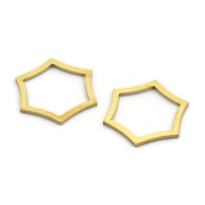 Brass Hexagon Charm, 100 Raw Brass Hexagon Rings, Connectors (13.5x12x0.60mm) SMP0002