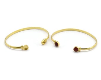 Bracciale rotondo in ottone, 1 bracciale rotondo in ottone grezzo con incastonatura di pietre con 2 cuscinetti - Dimensioni del cuscinetto 6 mm V110