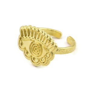 Brass Eye Ring, Raw Brass Eye Rings, Adjustable Rings, Evil Eye Rings - N2503