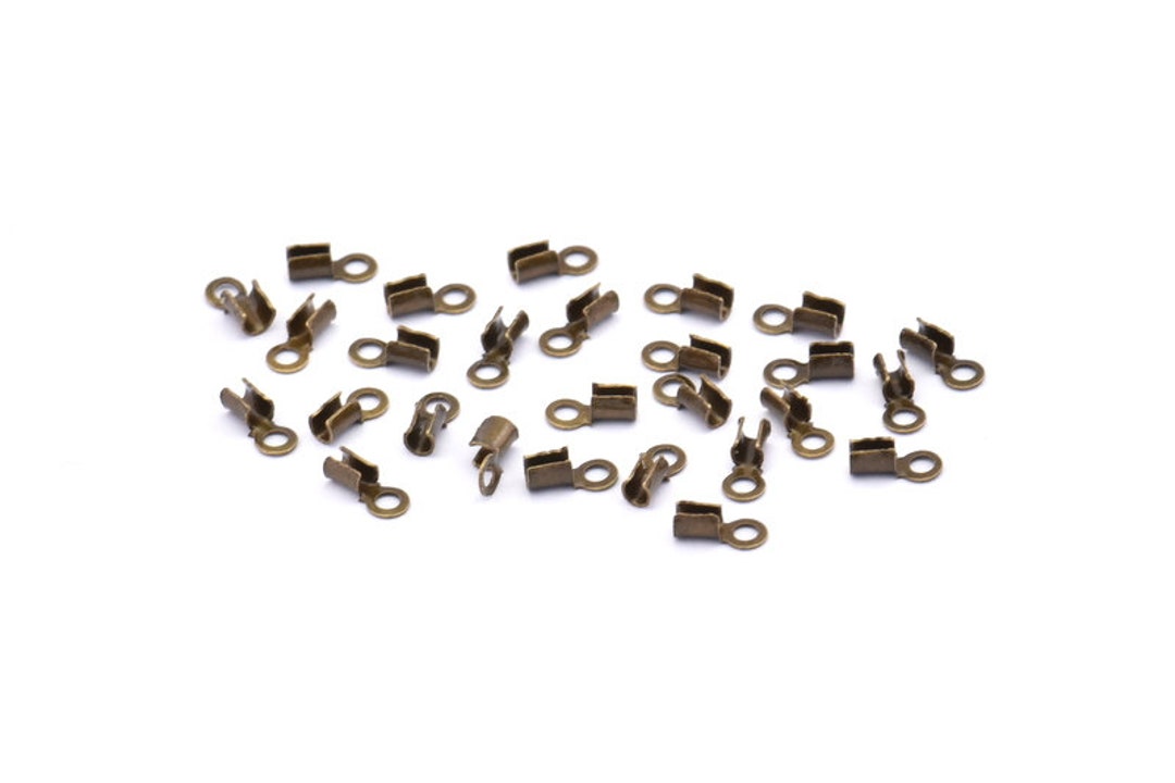 Cord End Clasp, 100 Antique Brass Cord End Clasps With 1 Loop, Findings
