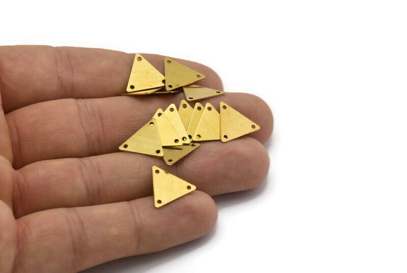 Brass Triangle Charm, 50 Raw Brass Triangle Charms With 3 Holes 12x14mm A0017 image 3