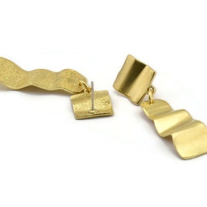 Earring Studs, 2 Raw Brass - Irregular Shaped Stud Earrings - Brass Earrings - Earrings (50x13x1.2mm) N2145