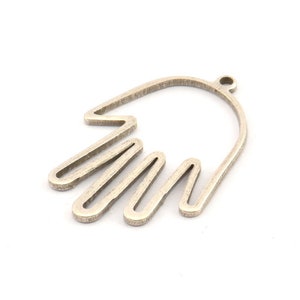 Silver Hand Charm, 12 Antique Silver Plated Brass Hand Charms With 1 Loop, Earrings, Findings (28x19x1mm) D1084 H1033