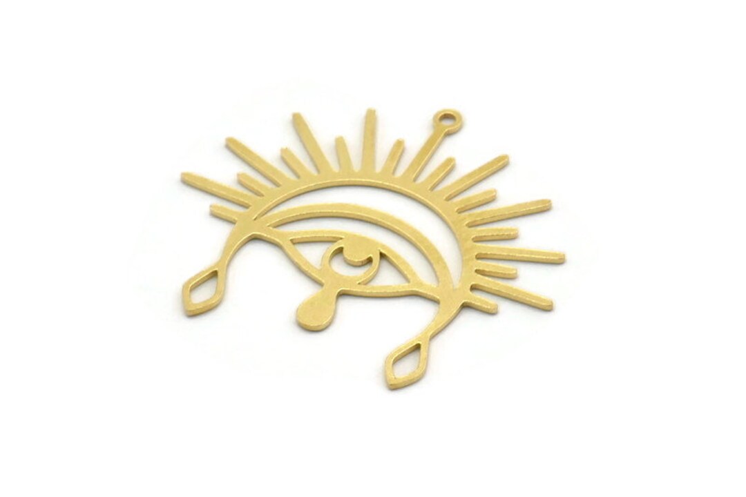Brass Eye Charm 6 Raw Brass Eye and Sun Shaped Charms With 1 Etsy