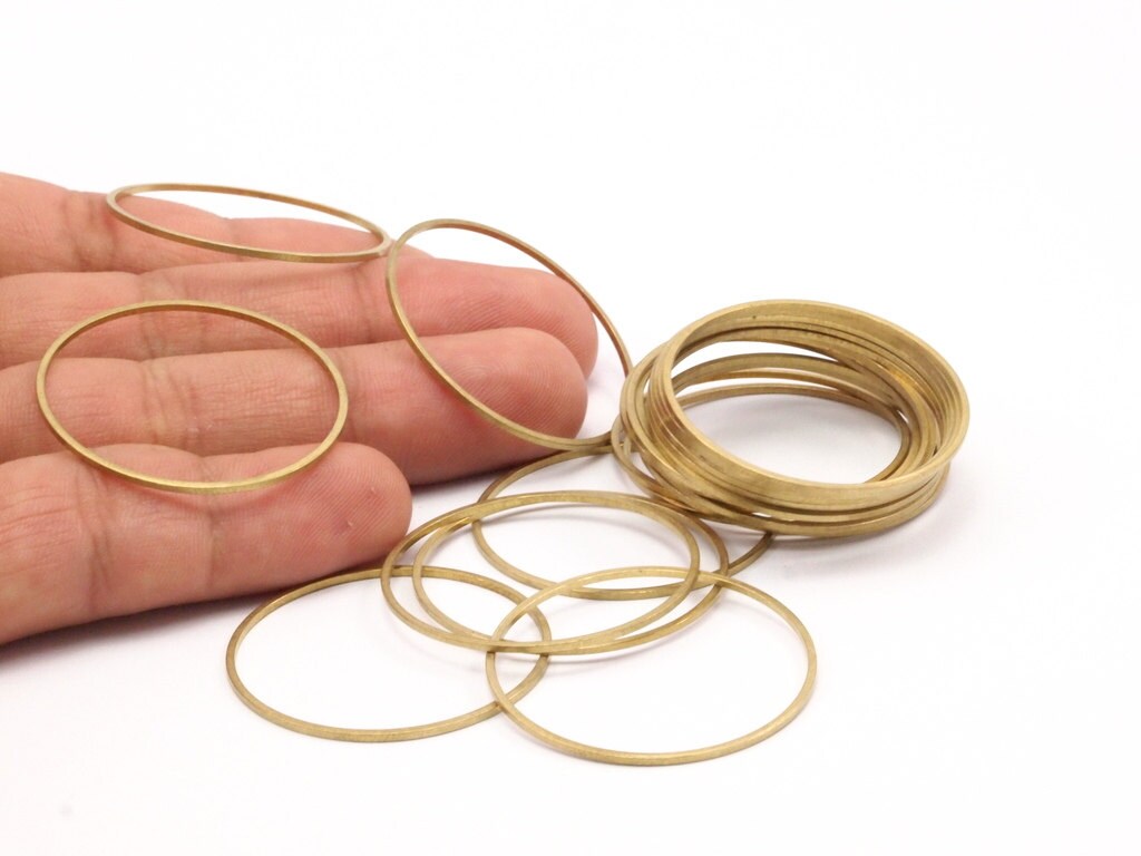 真鍮リングチャーム、24 個の生真鍮リング (35 x 1 mm) Bs 1087 - Etsy