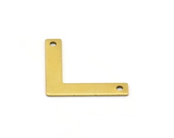 May include: A gold-colored metal letter L charm with two holes for attaching to jewelry or other crafts.