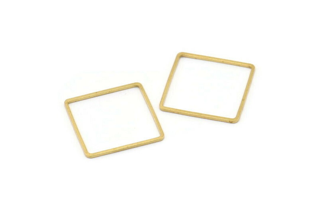 Square Connector Rings Square Geometric Charm, 24 Raw Brass Square Connectors (20mm) Bs 1121 ...