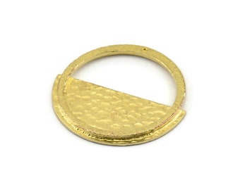 Brass Round Charm, 2 Hammered Raw Brass Round Charms, Earrings, Pendants, Findings (31mm) N1092