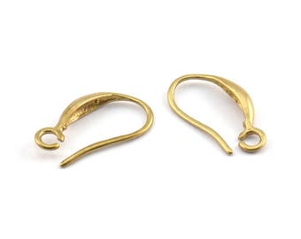 Brass Ear Hooks, 12 Raw Brass Earring Wires, Earring Hooks (14x7mm) BS 1814
