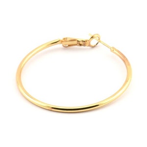 Gold Earring Clasp, 2 Gold Plated Brass Round Earring Findings (40x1.8mm) D1318 Q0934