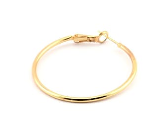 Gold Earring Clasp, 2 Gold Plated Brass Round Earring Findings (40x1.8mm) D1318 Q0934