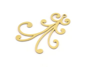 Brass Charm, 6 Raw Brass, Brass Pendants, Charm Pendants, Brass Charms With 1 Loop (34x29x0.60mm) SMP1015